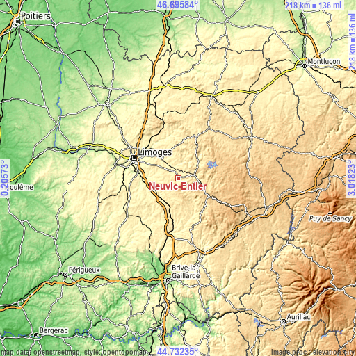 Topographic map of Neuvic-Entier