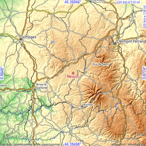 Topographic map of Neuvic