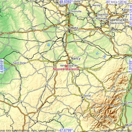 Topographic map of Neuves-Maisons