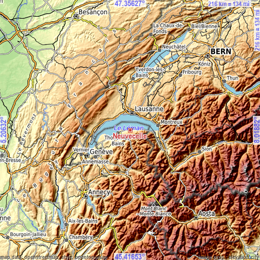 Topographic map of Neuvecelle