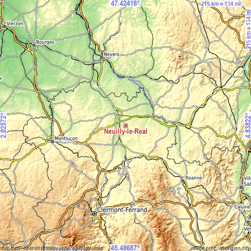 Topographic map of Neuilly-le-Réal