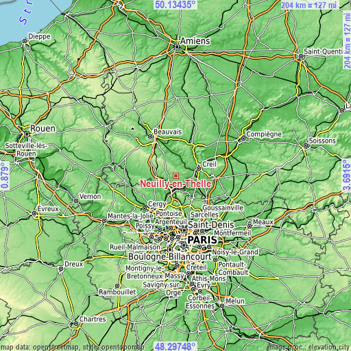 Topographic map of Neuilly-en-Thelle