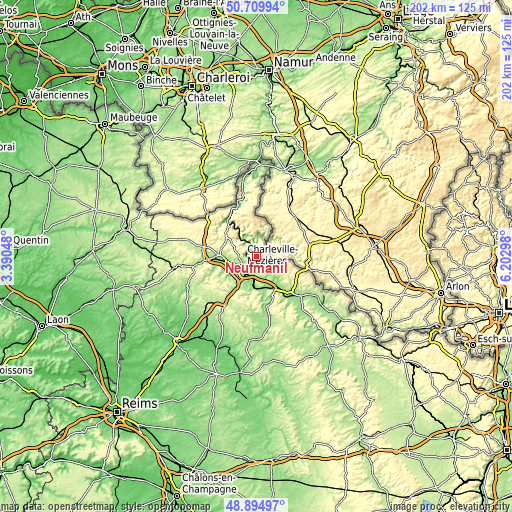 Topographic map of Neufmanil