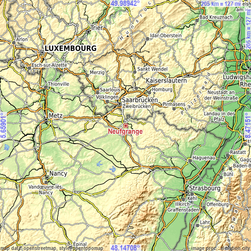 Topographic map of Neufgrange