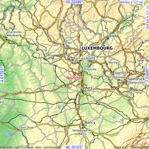 Topographic map of Neufchef