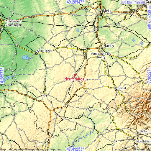 Topographic map of Neufchâteau