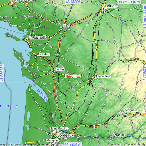 Topographic map of Nercillac