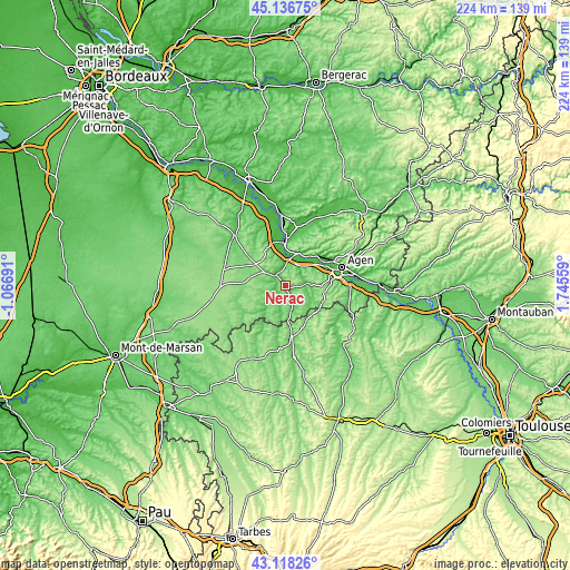 Topographic map of Nérac