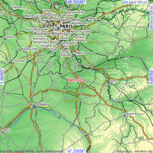 Topographic map of Nemours