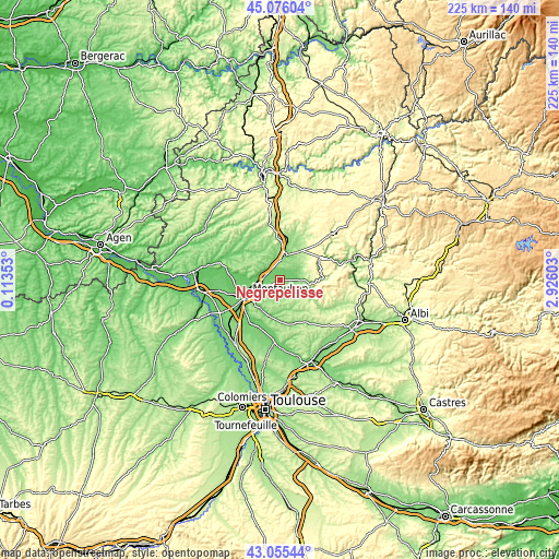 Topographic map of Nègrepelisse