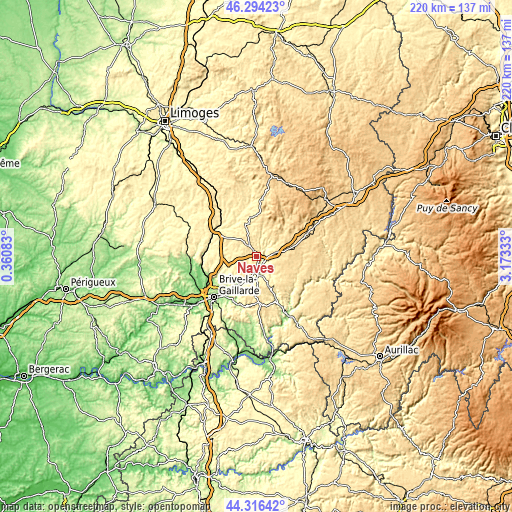 Topographic map of Naves