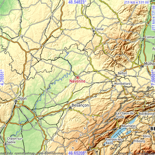 Topographic map of Navenne