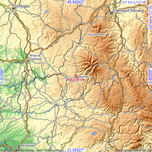 Topographic map of Naucelles