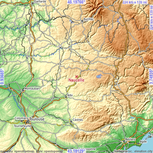 Topographic map of Naucelle