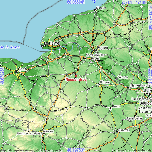 Topographic map of Nassandres