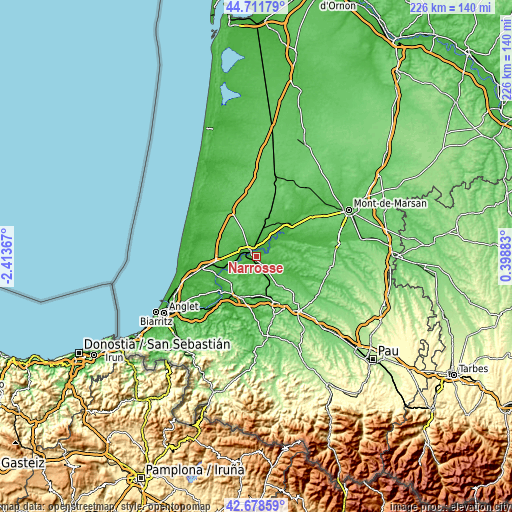 Topographic map of Narrosse