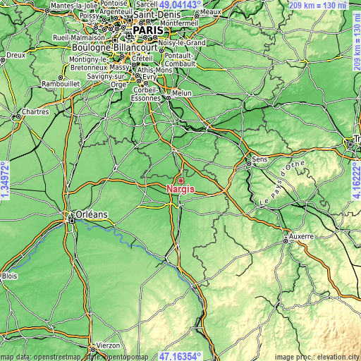 Topographic map of Nargis