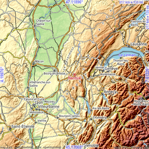 Topographic map of Nantua