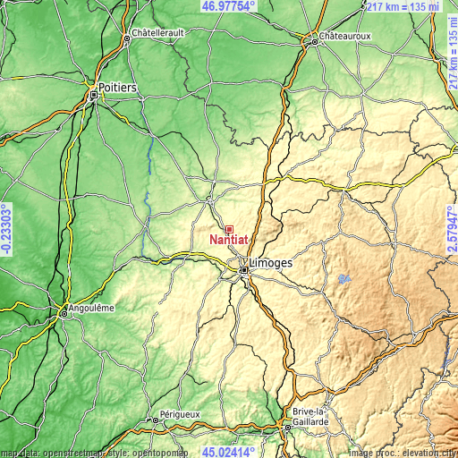 Topographic map of Nantiat