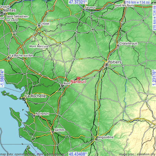 Topographic map of Nanteuil