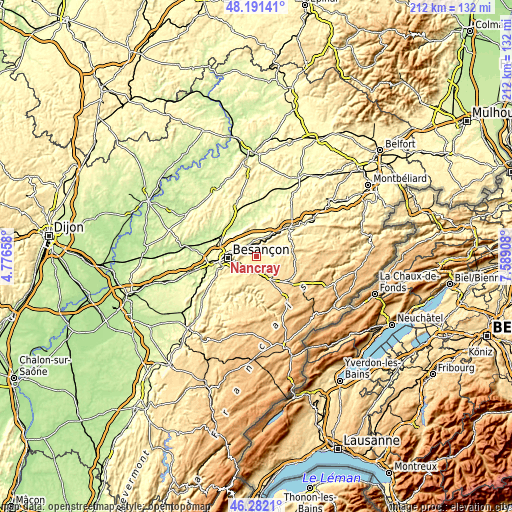 Topographic map of Nancray