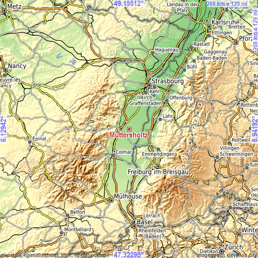 Topographic map of Muttersholtz