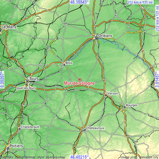 Topographic map of Mur-de-Sologne