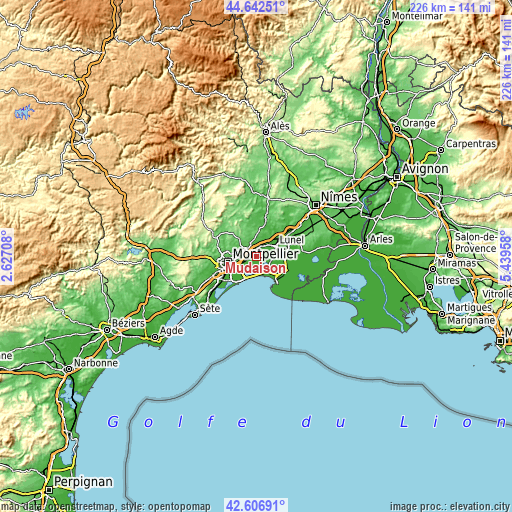 Topographic map of Mudaison