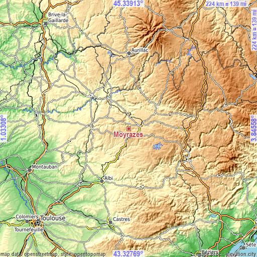 Topographic map of Moyrazès