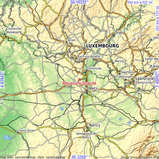 Topographic map of Moyeuvre-Grande