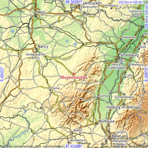 Topographic map of Moyenmoutier