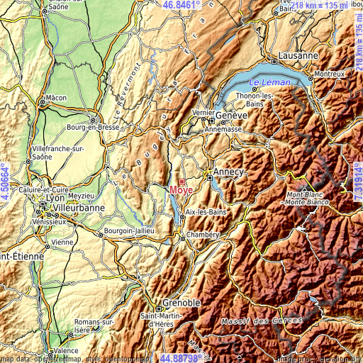 Topographic map of Moye