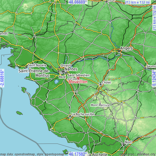 Topographic map of Mouzillon