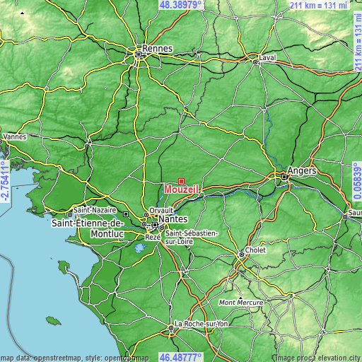 Topographic map of Mouzeil