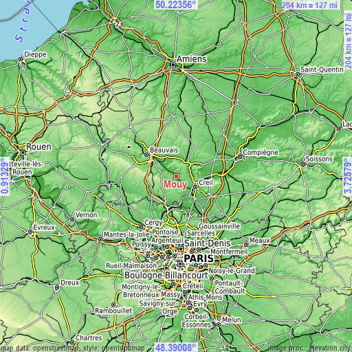 Topographic map of Mouy