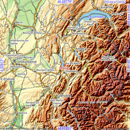 Topographic map of Mouxy