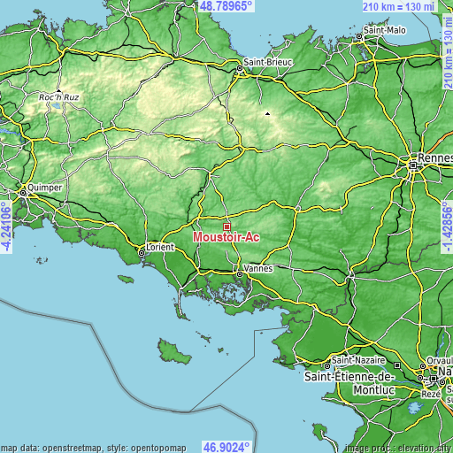 Topographic map of Moustoir-Ac