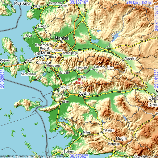 Topographic map of Tire