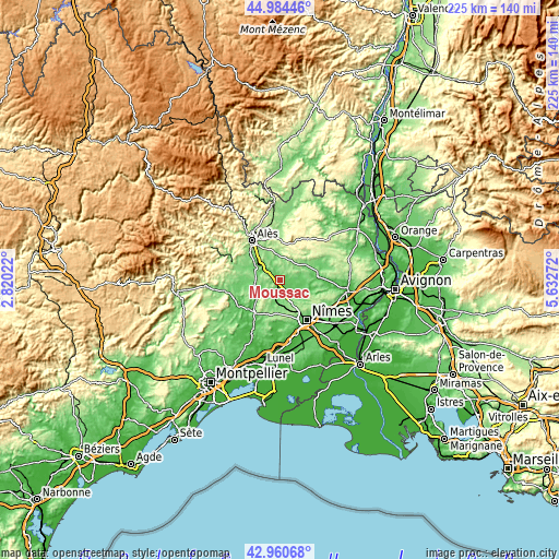 Topographic map of Moussac