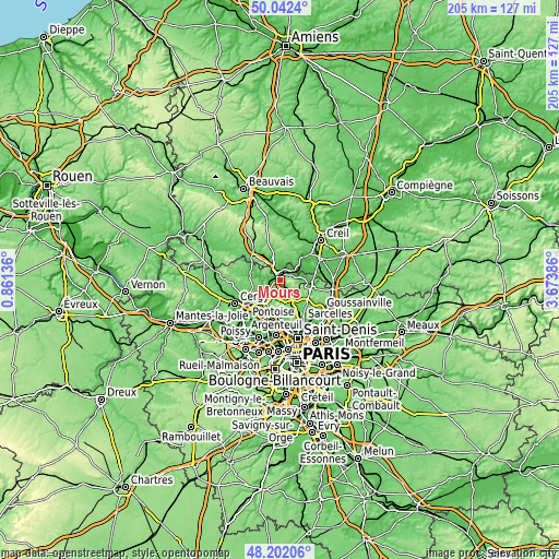 Topographic map of Mours