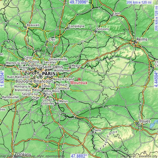 Topographic map of Mouroux