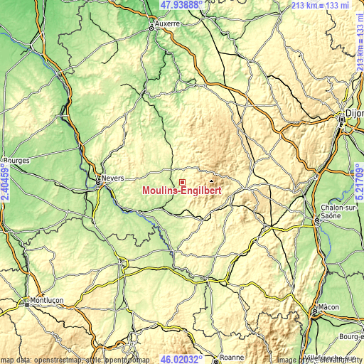 Topographic map of Moulins-Engilbert