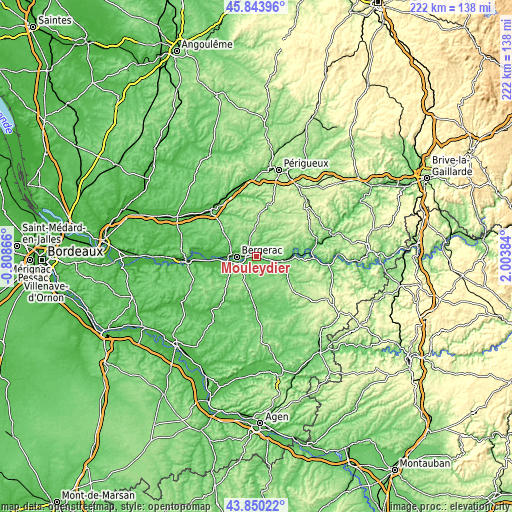 Topographic map of Mouleydier