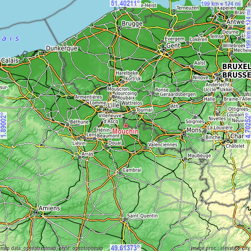 Topographic map of Mouchin