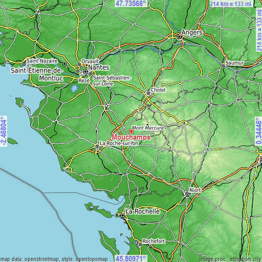 Topographic map of Mouchamps