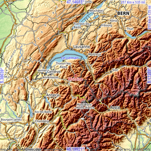 Topographic map of Morzine