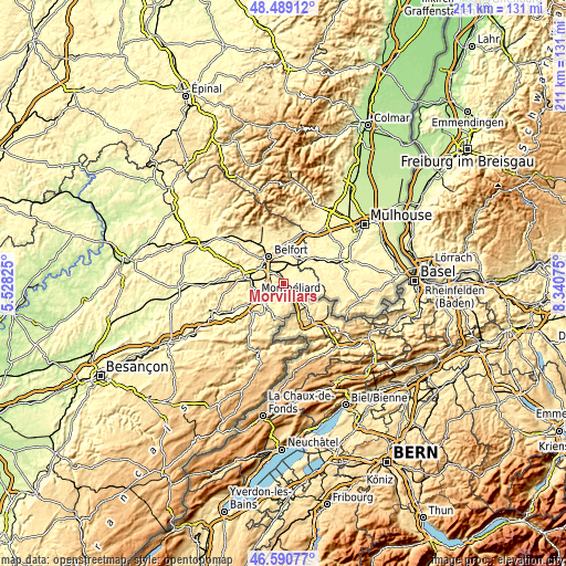 Topographic map of Morvillars