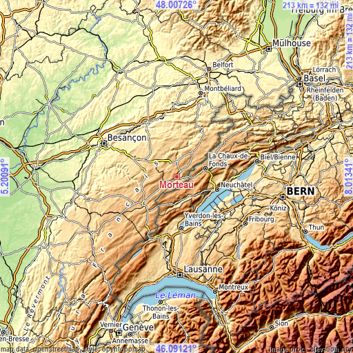 Topographic map of Morteau