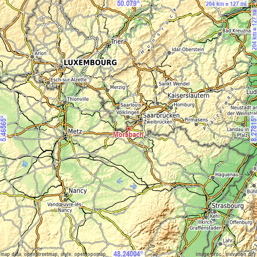 Topographic map of Morsbach