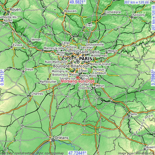 Topographic map of Morsang-sur-Orge